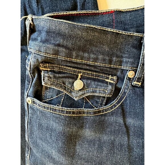 NWT True Religion Jeans Men's Blue Denim Billy Flap Bootcut 33x33.5 Dark - Picture 8 of 11